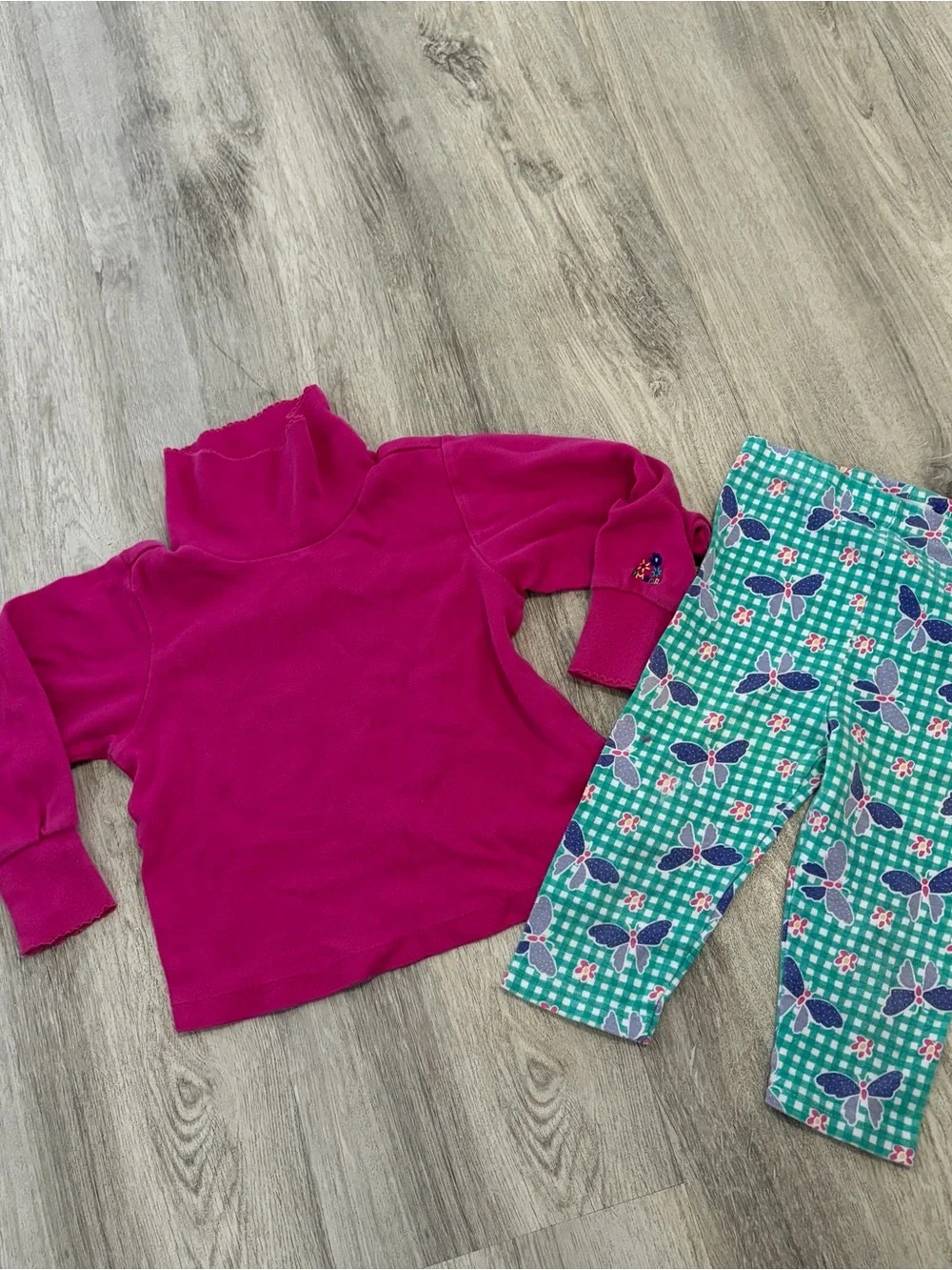 Rainbow tag VTG Gymboree Girls Pink Turtleneck & Butterfly Legging Set  90s 3-4
